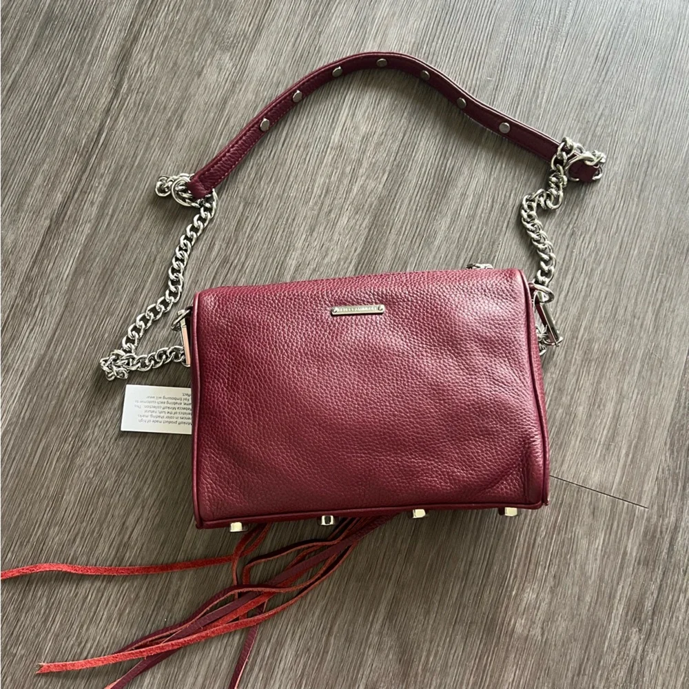 NEW Rebecca Minkoff Mini 5 Zip Convertible Crossbody Leather Bag in Port OS